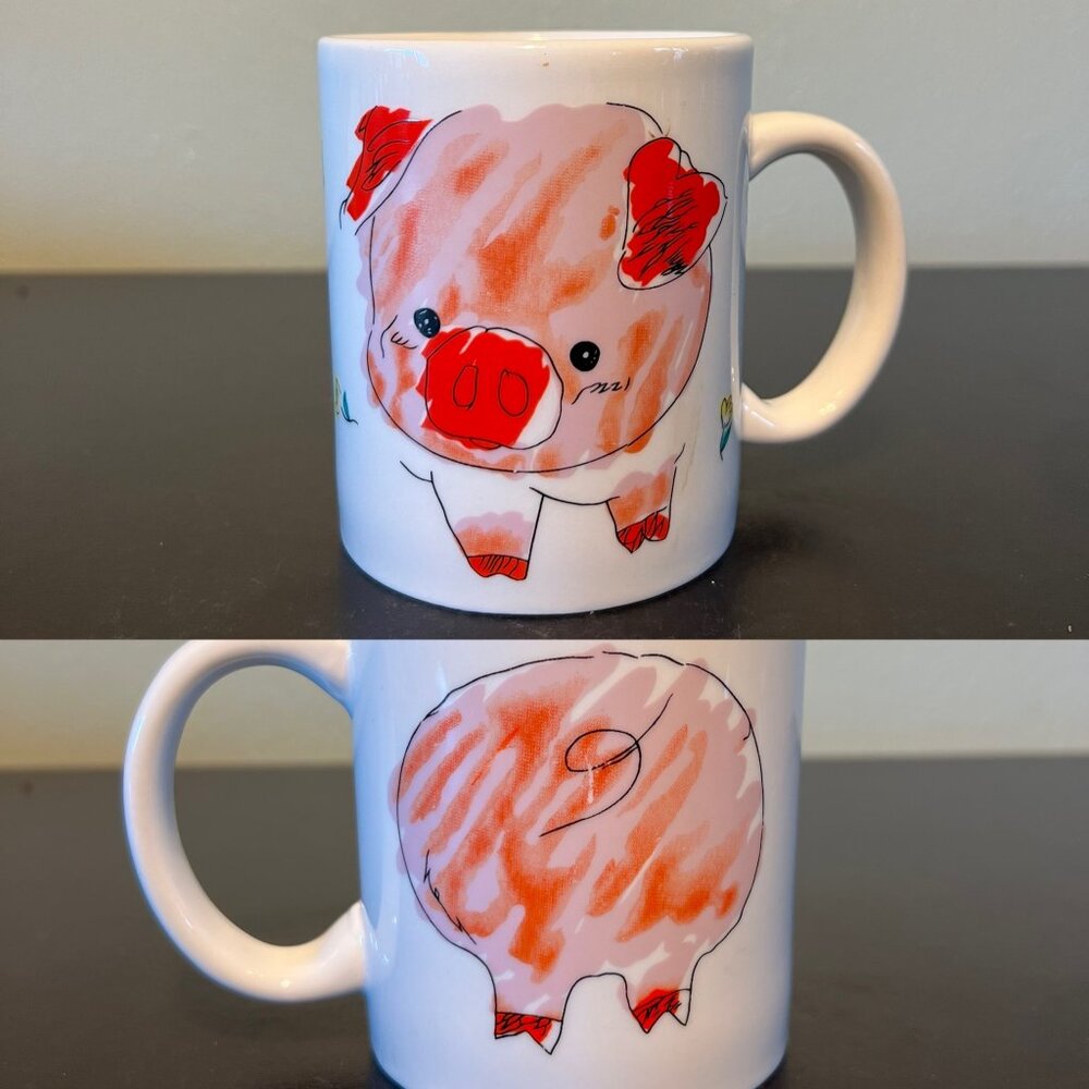 Artistic Pink Pig Portrait Ceramic Mug ~ This Little Piggy…
